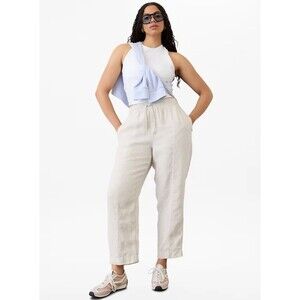 Athleta 2x Retreat Linen High Rise Ankle Pant Undyed Natural Beige Summer